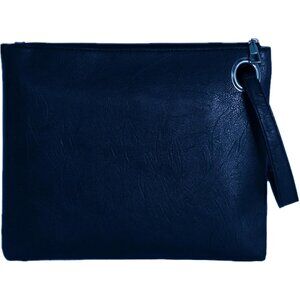 Women's Navy Blue Pu Leather Zipper Trendy Designer Wristlet Elegant Clutch